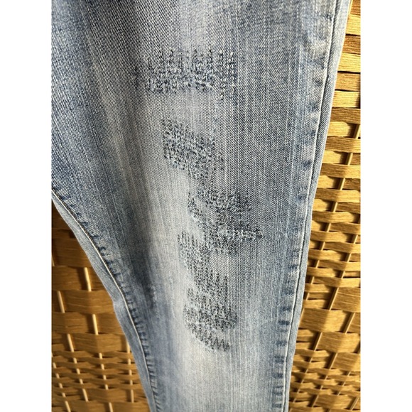 Red Snap Vintage Juniors Light Wash High Rise Straight Jeans Size 32X30 - Picture 9 of 16